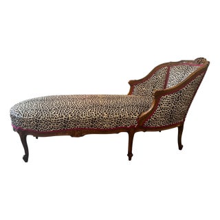 Chaise Lounge with Leopard Pattern, 1950s For Sale