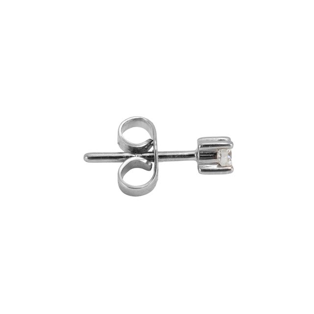 Unisex 14k White Gold 0.16ctw Round Diamond Push Back Petite Stud Earrings, A Pair For Sale - Image 4 of 7