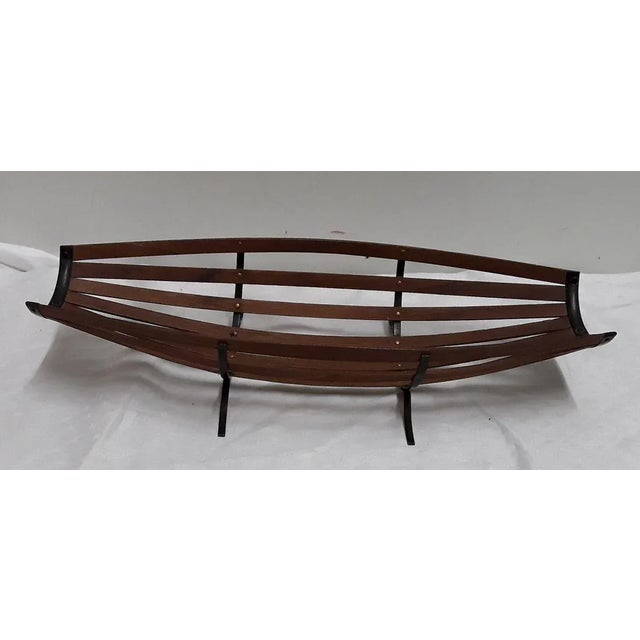 Teak Black Lacquered Iron & Copper Fruit Bowl, 1960s For Sale - Image 6 of 6