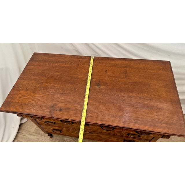 Antique American Quarter-Sawn White Oak Dresser, Chest of Drawers, Buffet For Sale - Image 11 of 12