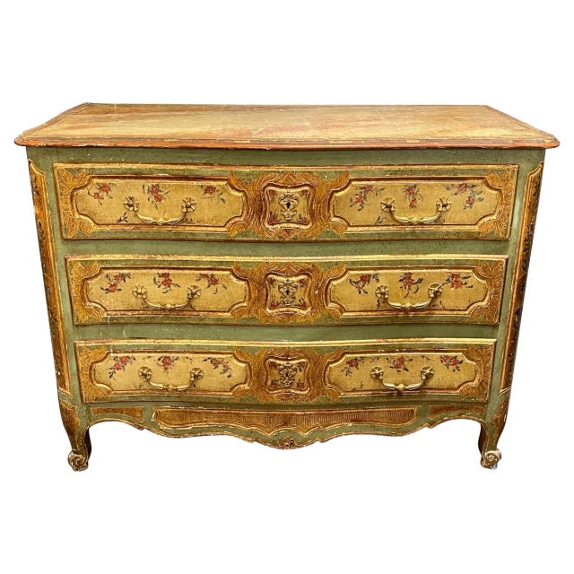 19th Century French Louis XV Style Painted Commode For Sale - Image 12 of 12