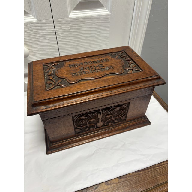 Vintage English Carved Wood Humidor For Sale - Image 10 of 12
