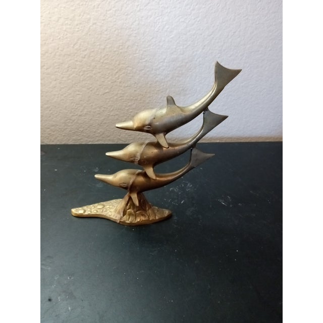 GORGEOUS Brass 6" stacked Dolphins on Wave crest Figurine The GORGEOUS Brass 6" Dolphins on Wave crest Figurine is a...