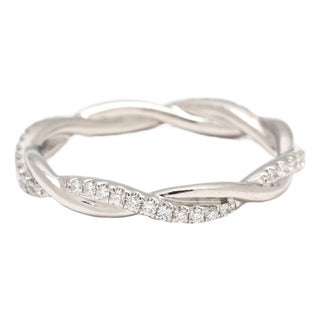 0.40ctw Diamond Twisted Eternity Band Ring, Platinum, Ring Size 5.75 For Sale