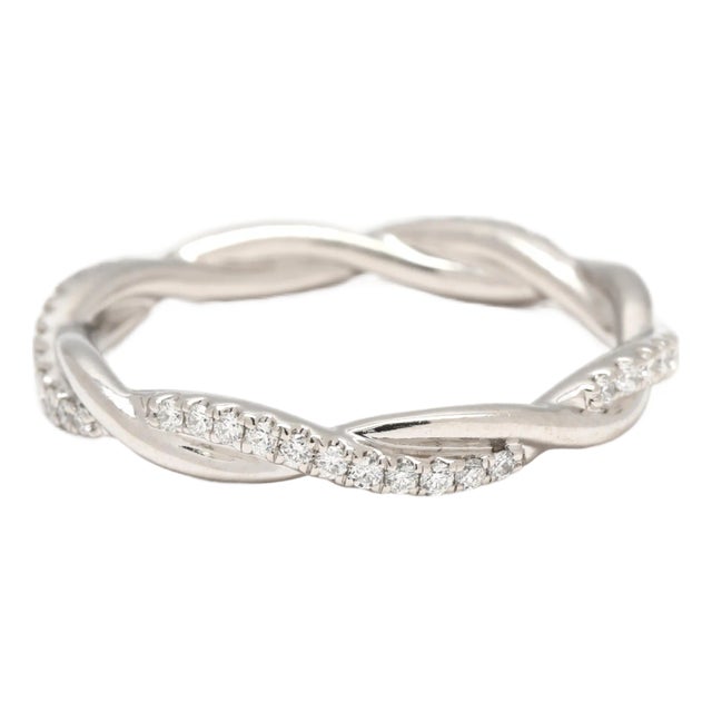 0.40ctw Diamond Twisted Eternity Band Ring, Platinum, Ring Size 5.75 For Sale