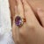 Metal Nina Zhou Amethyst Turquoise Diamond Vintage-Style Cocktail Ring in 14k Yellow Gold Ring, size 6.5 For Sale - Image 7 of 8