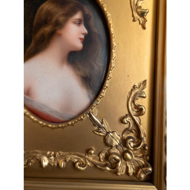 19th Century German KPM Style Miniature Portrait on Porcelain in Shadowbox Frame For Sale - Image 11 of 18
