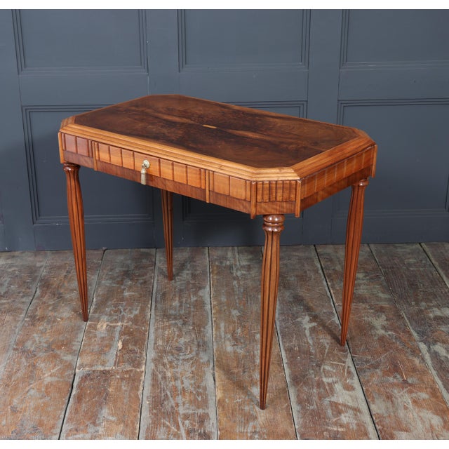 Art Deco Walnut Writing Table with Satinwood Inlay, 1925 For Sale - Image 6 of 18