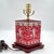 Mid 20th Century Vintage Chinoiserie Red Ceramic Diamond Shaped Lamp For Sale - Image 5 of 11