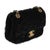 Traditional Black Camellia Embossed Velvet Mini Square Flap Bag For Sale - Image 3 of 9
