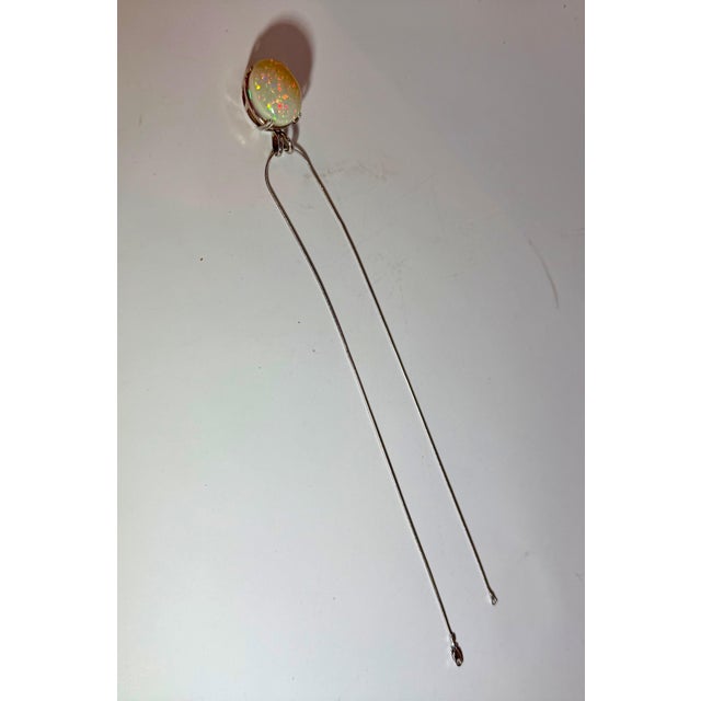 40 Carat Oval Ethiopian Opal Pendant / Necklace 14 Karat White Gold Necklace For Sale - Image 12 of 18