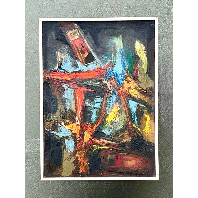 Vintage Original Abstract Oil on Canvas For Sale - Image 11 of 12