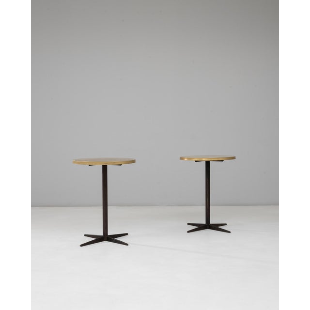French 1970s French Iron Bistro Tables With Brass Tops - A Pair For Sale - Image 3 of 18
