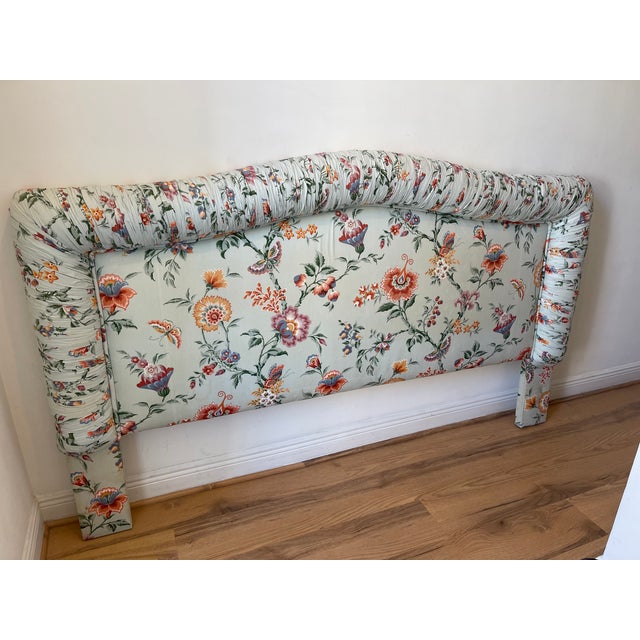 1960s Custom Made King Headboard + 2 Pillows Floral Chintz For Sale - Image 4 of 8