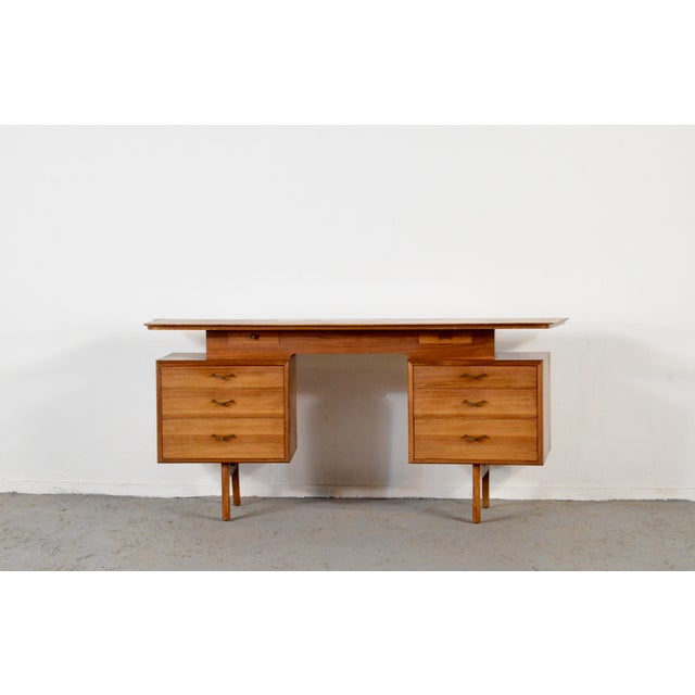 Mid-Century Modern Danish Walnut and Brass Desk by Alfred Cox, 1960s For Sale - Image 11 of 11