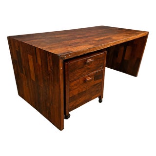 Jorge Zalszupin Foldable Patchwork Rosewood Desk & File Cabinet by L’Atelier, 1960s For Sale