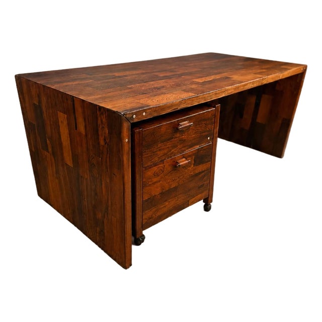 Jorge Zalszupin Foldable Patchwork Rosewood Desk & File Cabinet by L’Atelier, 1960s For Sale