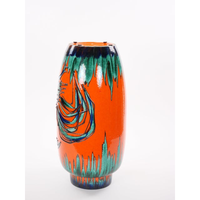 Large Mid-Century Scheurich Ceramic Vase in Burnt Orange and Green, West Germany For Sale - Image 10 of 11