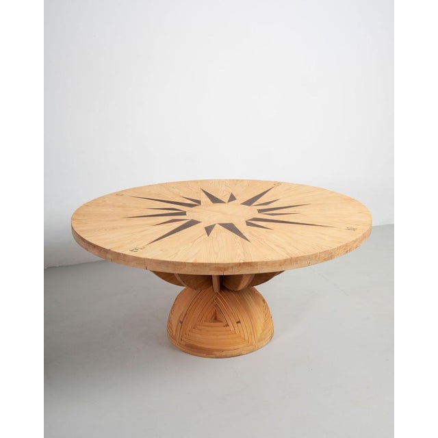 Round Compass Rose Table in Wood by Mario Ceroli for Poltronova, 1970s For Sale - Image 6 of 6