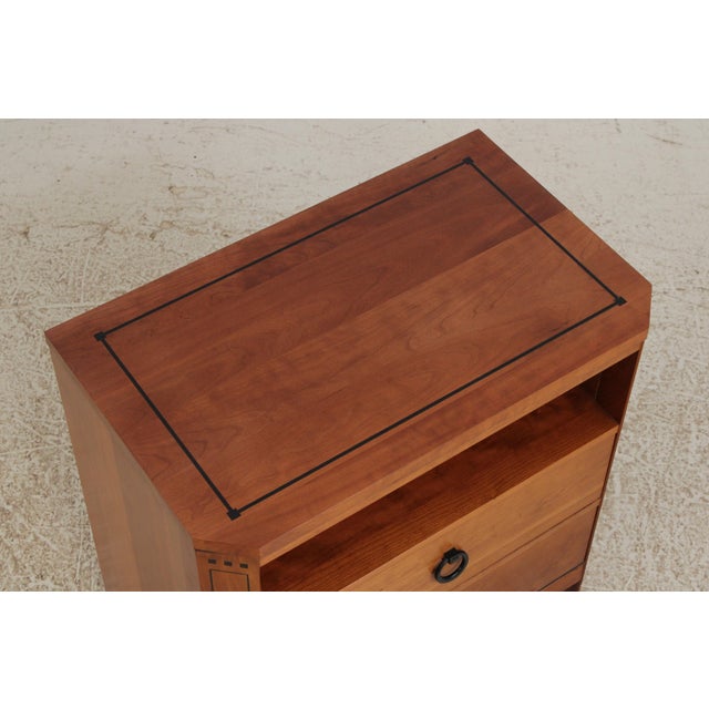 Wood Stickley Cherry 21st Century Two Drawer Inlaid Nightstand For Sale - Image 7 of 17