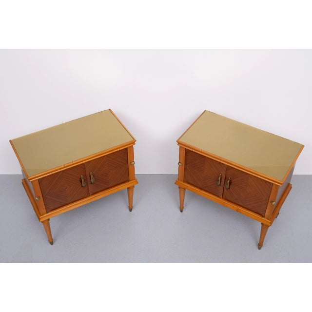 Wood Italian Walnut Nightstands, 1950s, Set of 2 For Sale - Image 7 of 10