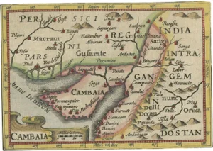 Antique Miniature Map of Pakistan, India and Cambaia, 1618