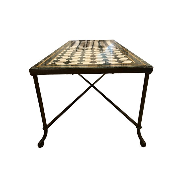 Mid 20th Century Cocktail Table With Geometric Marble Mosaic Inlay Top For Sale - Image 5 of 6