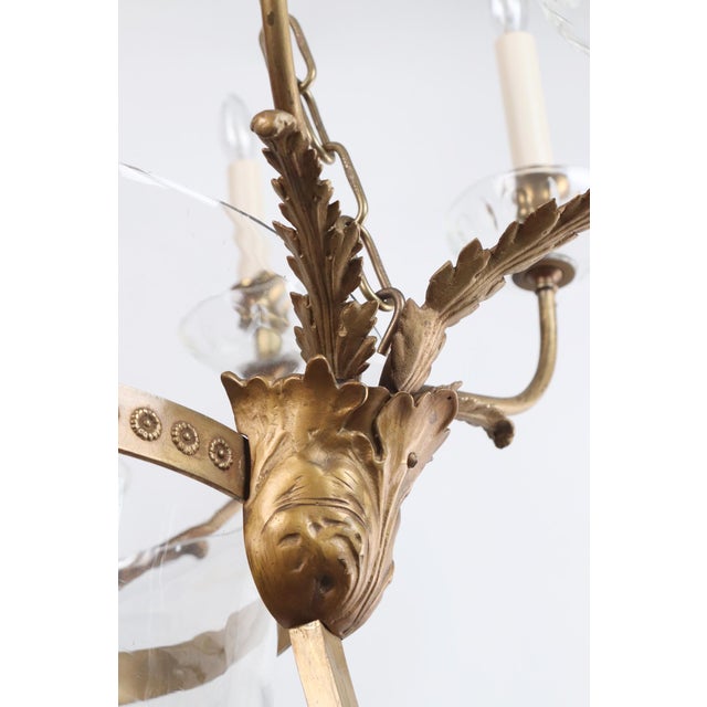 Metal Early 20th Century The Plaza Hotel Bronze Glass Bell Jar Ceiling Light For Sale - Image 7 of 12