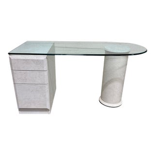 Lane Post Modern Glass Top Desk For Sale