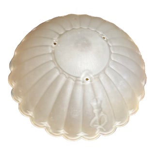 Large Vintage Frosted Glass Nautical Ceiling Light Shade – Scalloped Shell Form With Rope & Tassel Motif, 11.375” For Sale