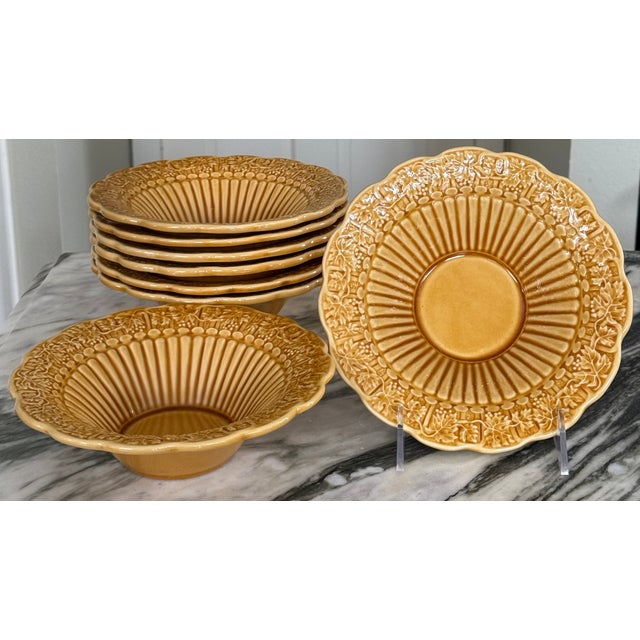 Gold Last Chance!Bordallo Pinheiro Rim Soup Bowl Grapevine Gold - Set of 8 For Sale - Image 8 of 8