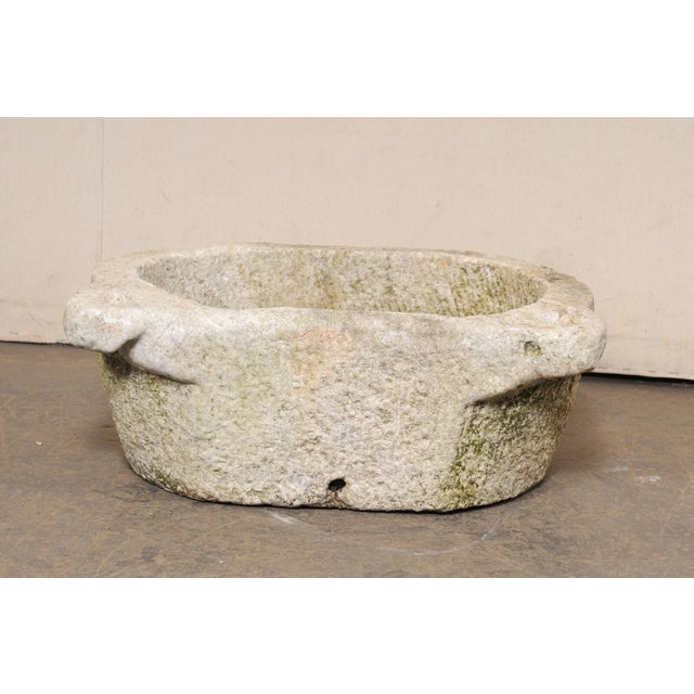 Antique White Spanish 19th Centuryentury Carved-Stone Water Trough For Sale - Image 8 of 11