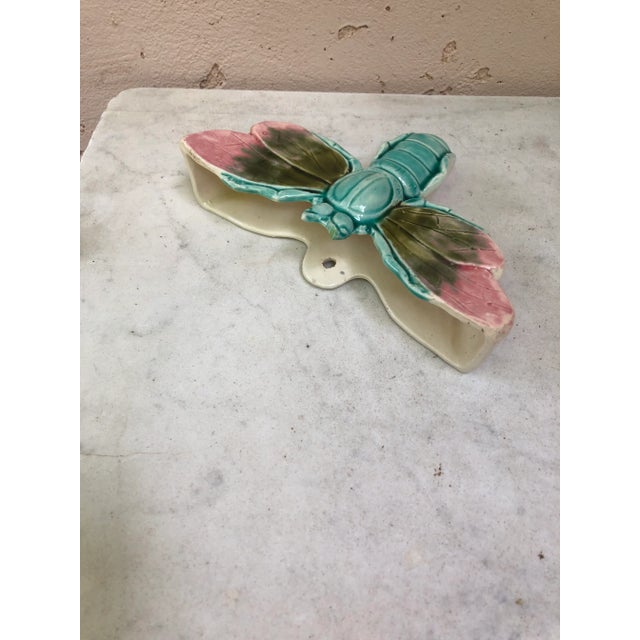 1900 - 1909 C.1900 Majolica Dragonfly Wall Pocket Desvres For Sale - Image 5 of 6