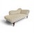 George Smith Elphinstone Chaise in tan colored geometric patterned textured cotton blend fabric on turned legs with brass...
