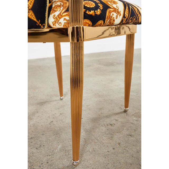 Set of Six Neoclassical Style Gilt Dining Chairs After Versace For Sale - Image 11 of 13