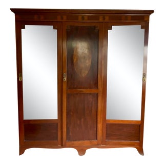 Antique Eduardian Art Nouveau P.E. Gane Mahogany Wardrobe For Sale