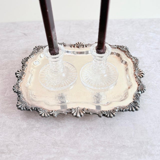 Vintage Silver Plate Scalloped Vanity/Serving Tray, Ornate Rococo Rim For Sale In Chicago - Image 6 of 7