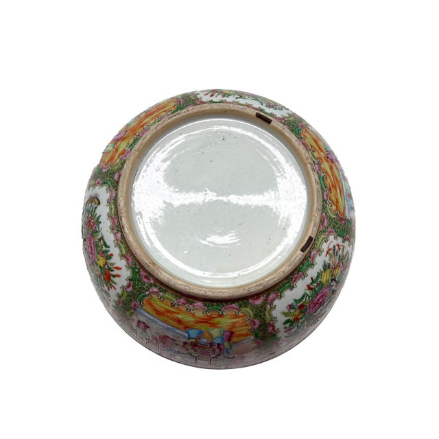 Ceramic Chinese Export Porcelain Rose Medallion Large Punch Bowl For Sale - Image 7 of 11