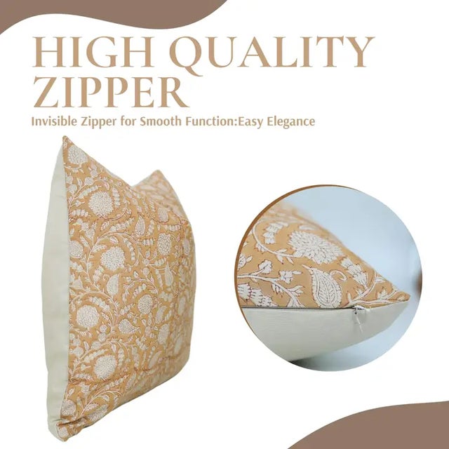 Art Deco Fabdivine Handmade Block Printed Cushion Cover 26x26 Inch Cotton Satin-Gopi For Sale - Image 3 of 4