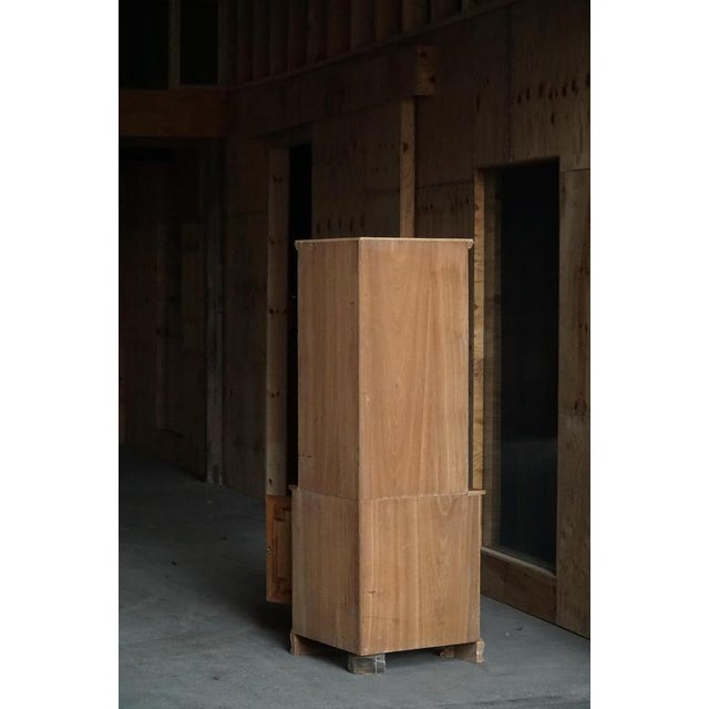 Mid-Century Danish Oak Corner Cabinet with Leaded Stained Glass, 1940s For Sale - Image 9 of 12