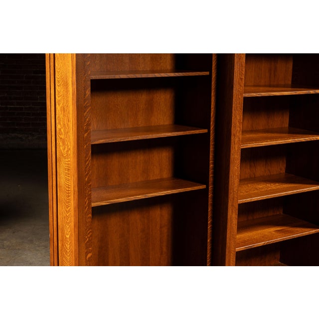 Vintage Custom Quartersawn Oak Library Bookcase Set by Weaver For Sale - Image 10 of 15