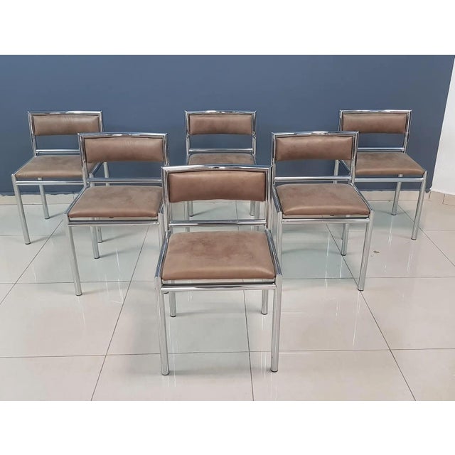 Set of Six Chrome Dining Chairs, 1970s For Sale - Image 10 of 13
