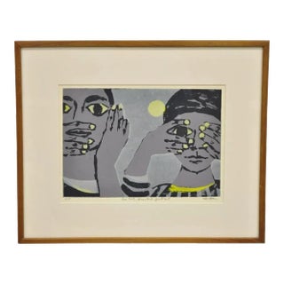 Robert Cariola "See Not, Hear Not, Speak Not" Serigraph Print Mid Century Art For Sale