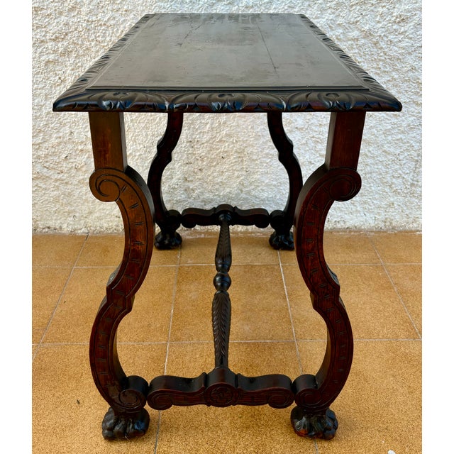 Brown Spanish Baroque Style Oak Side Table, Early 20th Century For Sale - Image 8 of 17