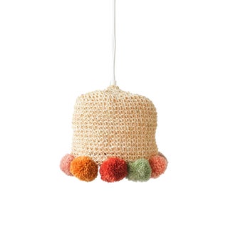Terracotta Rope Lamp with Pompoms by Com Raiz For Sale