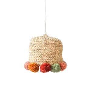 Terracotta Rope Lamp with Pompoms by Com Raiz