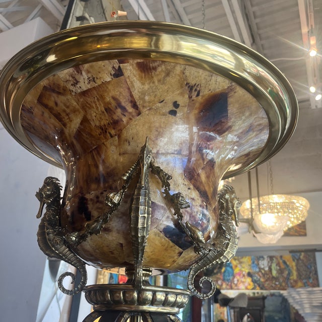 Floor Lamp Torchiere in the Style of Maitland Smith Ocean Shell Seahorse Tentacles For Sale - Image 11 of 12