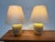 Design Plus Gallery presents a Pair of Eggshell Ceramic Table Lamps with a Ginger Jar Shape. They have contemporary...