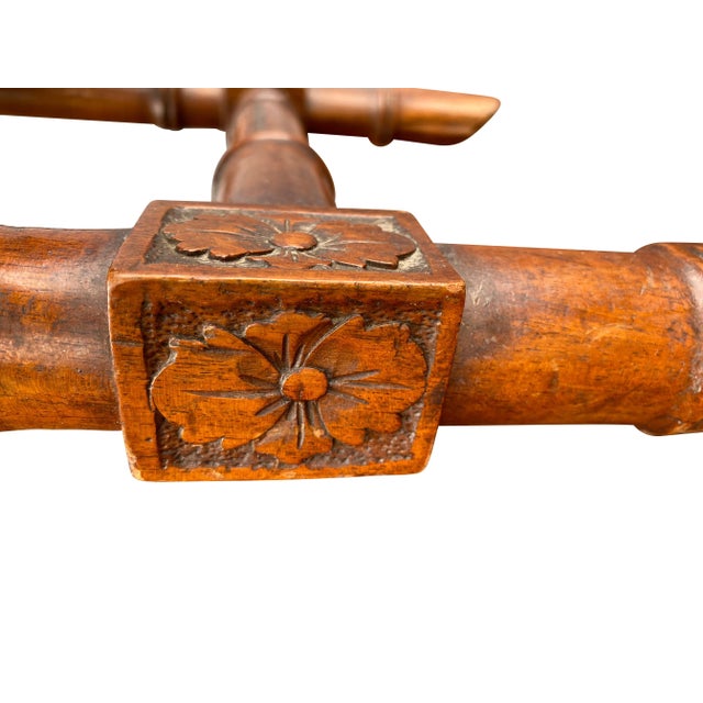 Italian Walnut Faux Carved Bench For Sale - Image 9 of 12