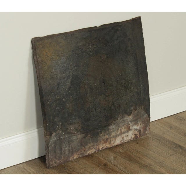Traditional Vintage Cast Iron Fireback For Sale - Image 3 of 12
